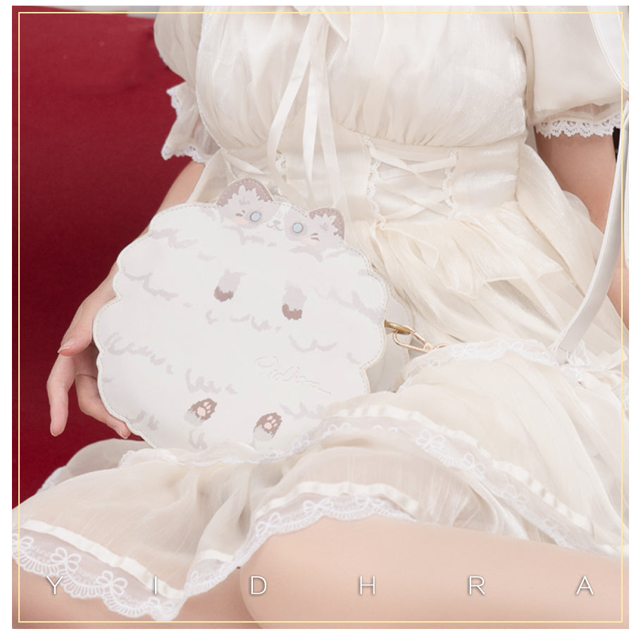 Yidhra - Printed Kawaii Cat Leather Shoulder Bag