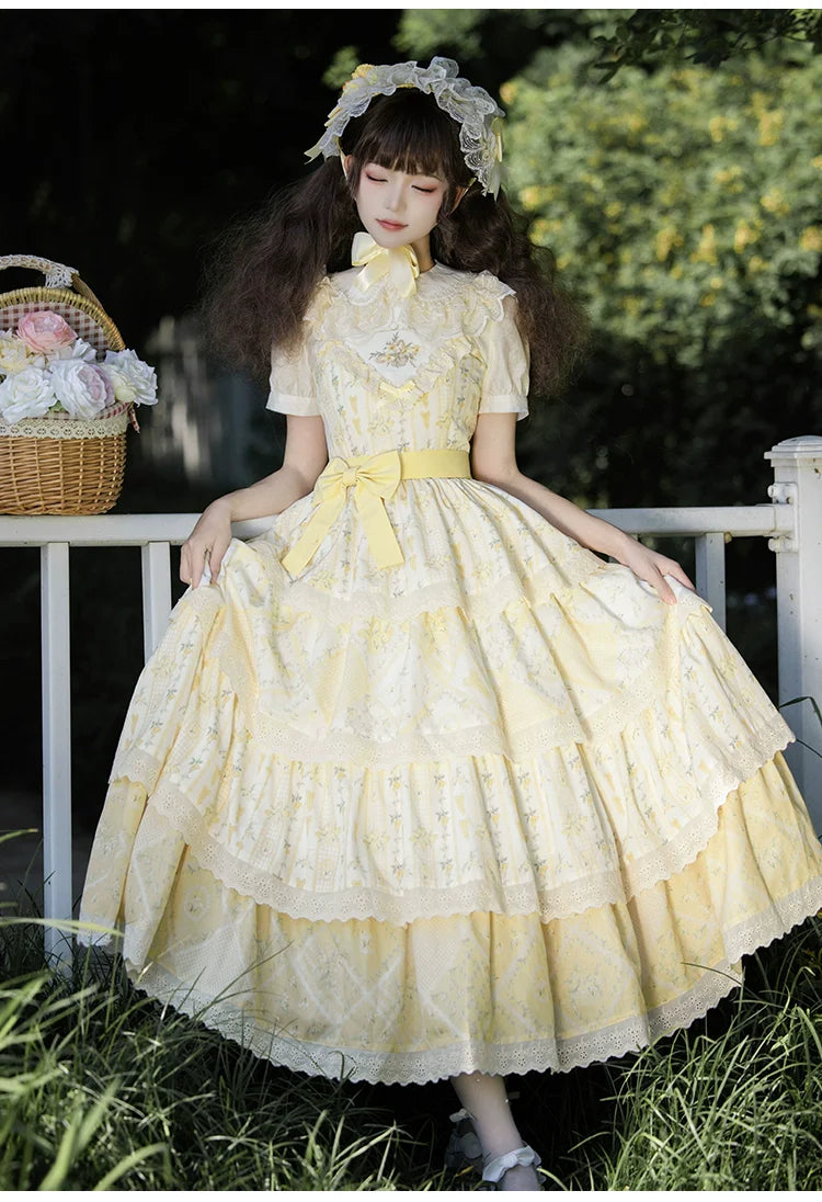 With PUJI - Letter and Poetry Sunflower Matters - Country Lolita JSK Embroidered Printed Lolita Dress