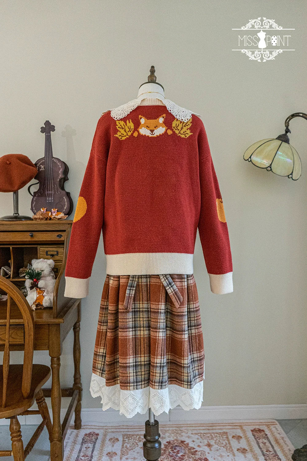 Miss Point - Chubby Fox in the Forest - Kawaii Lolita Sweater Customized Winter Lolita Couple Outfit