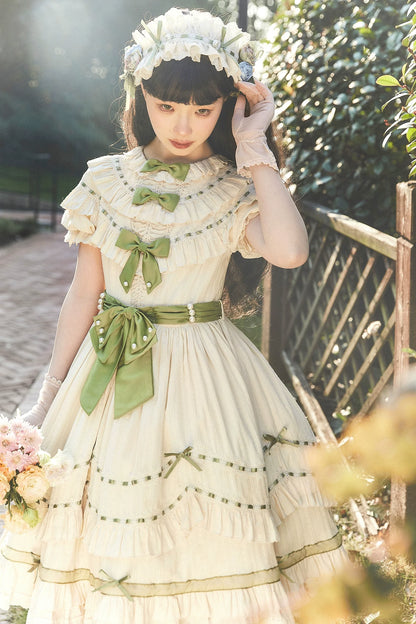 Lemon Cantata - Lily of the Valley - Country Lolita OP Dress, Tiered Ruffles