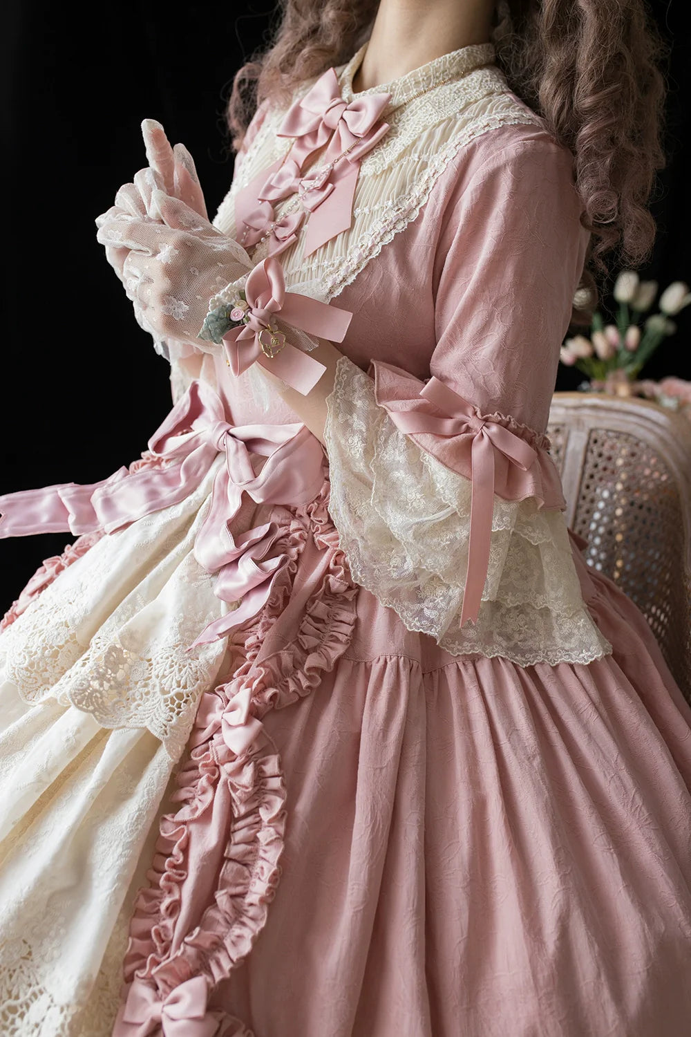 Miss Point - Lilyka Garden - Classic Lolita OP Dress Set Elegant Floral Wall Princess Sleeve