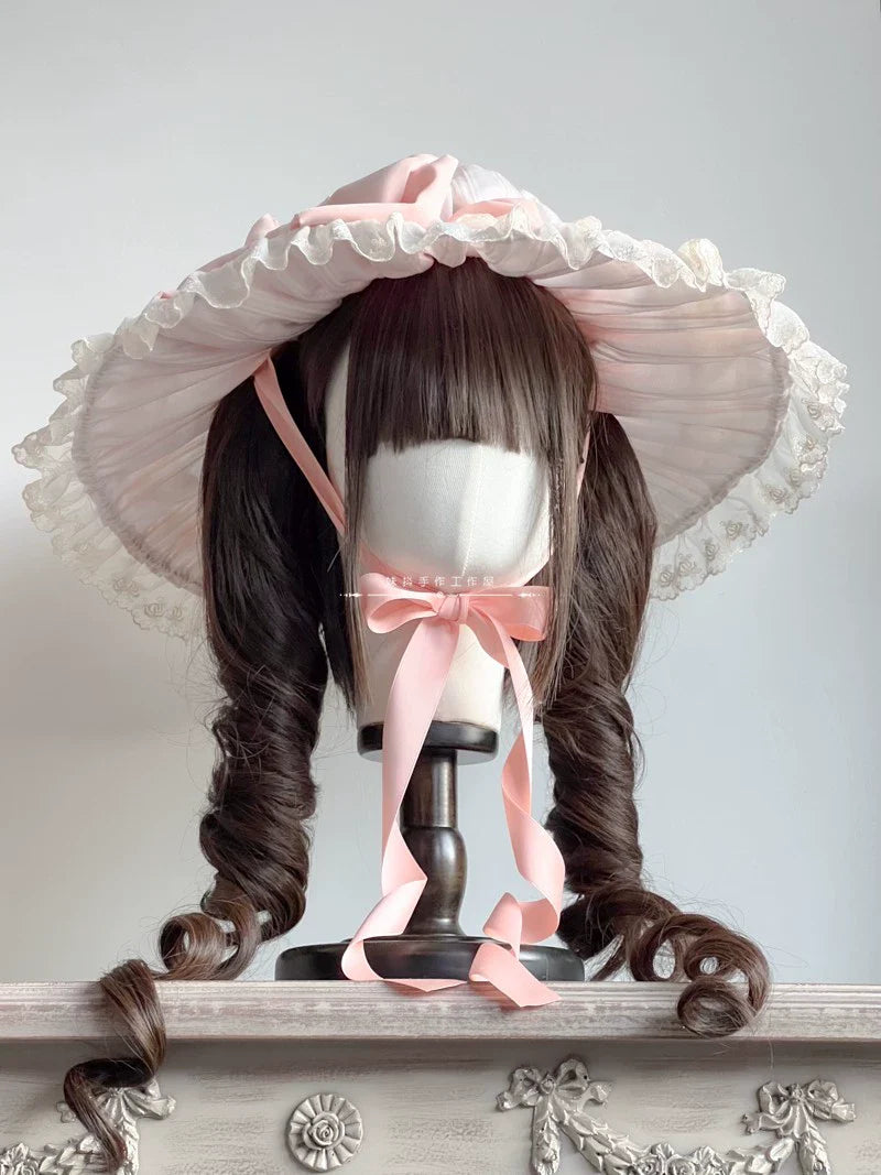 MAID - Vintage Lolita Hat Striped Lace Hat