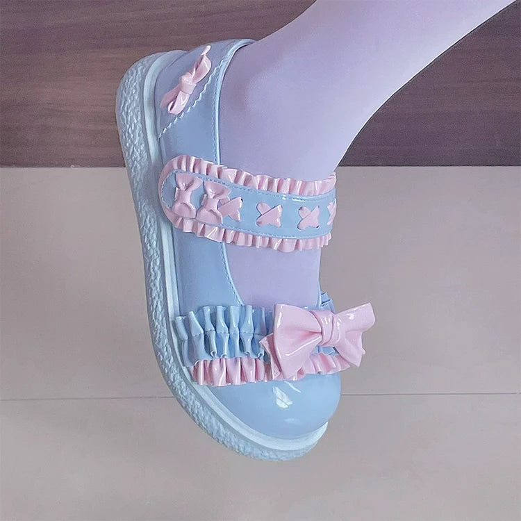 Fairy Godmother - Cute Lolita Shoes Bow Candy-Colored Lolita Flat Shoes