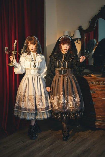 Miss Point - Demon Hunting Notes - Fishbone Gothic Lolita Skirt