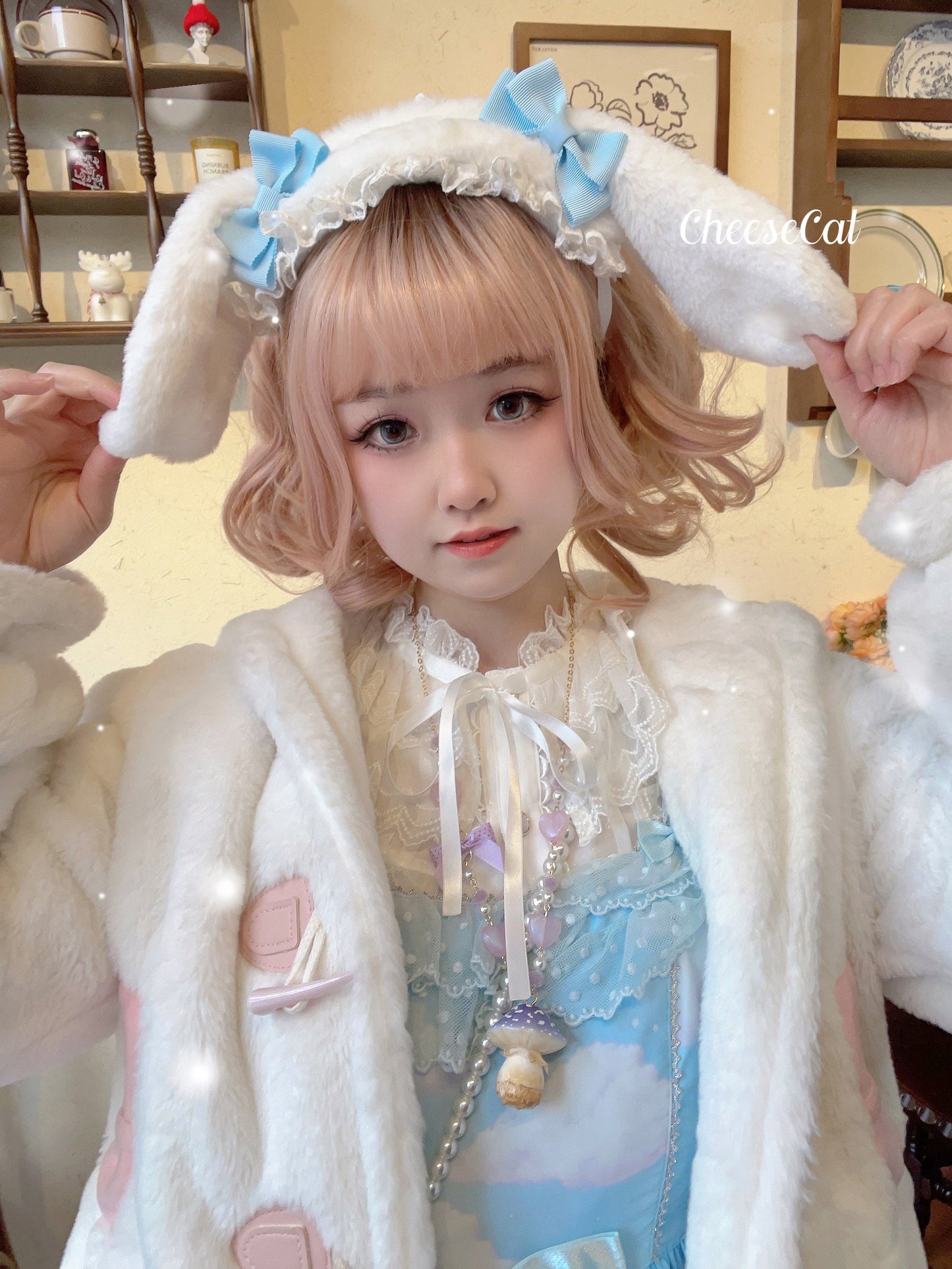 Cheese Cat - Fluffy Lop-Eared Bunny Sweet Lolita Hairband