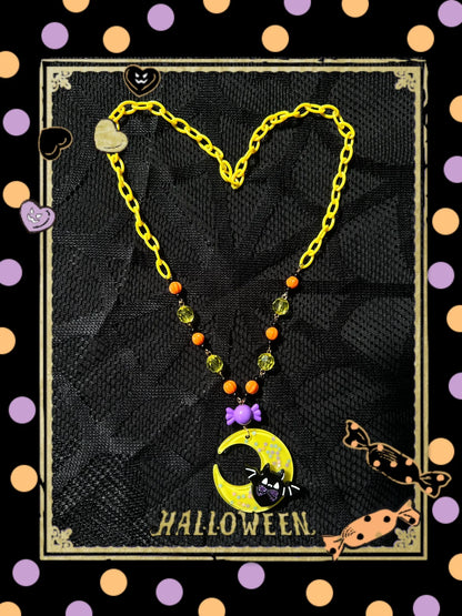 Halloween Alice - Chubby Bat - Halloween Colorful Beads Lolita Necklace, Bat Accents