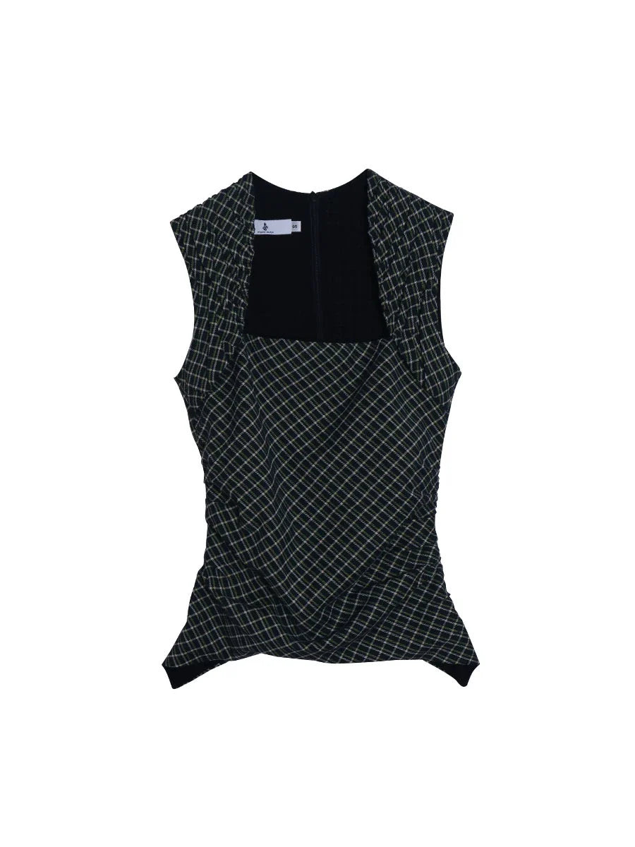 Sleeveless Tartan Vest