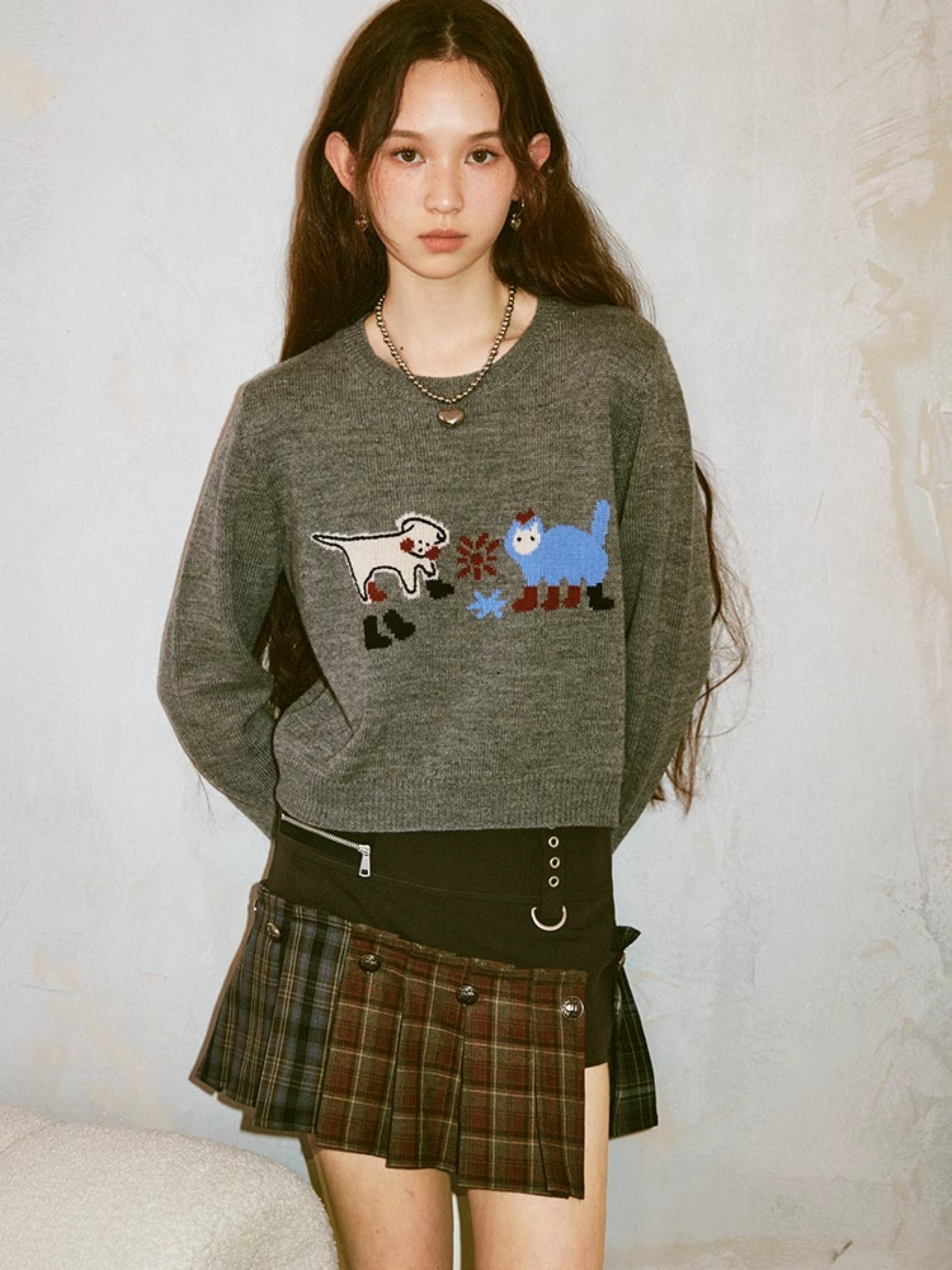 Embroidered round neck sweater【s0000006426】