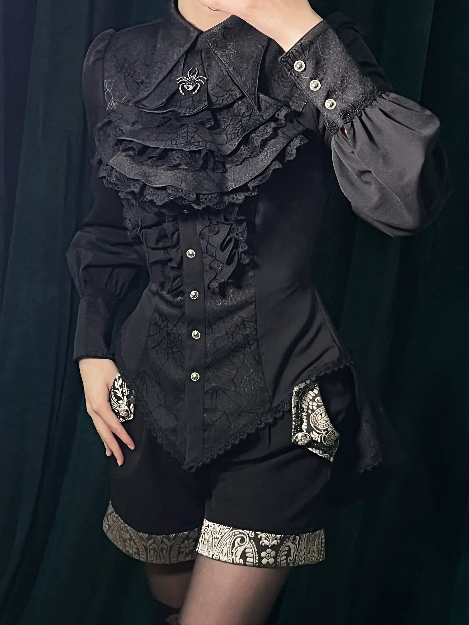Little Dipper - Cold Rice - Ouji Lolita Shirt With Spiderweb Pattern in Several Versions