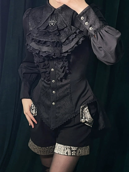 Little Dipper - Cold Rice - Ouji Lolita Shirt With Spiderweb Pattern in Several Versions
