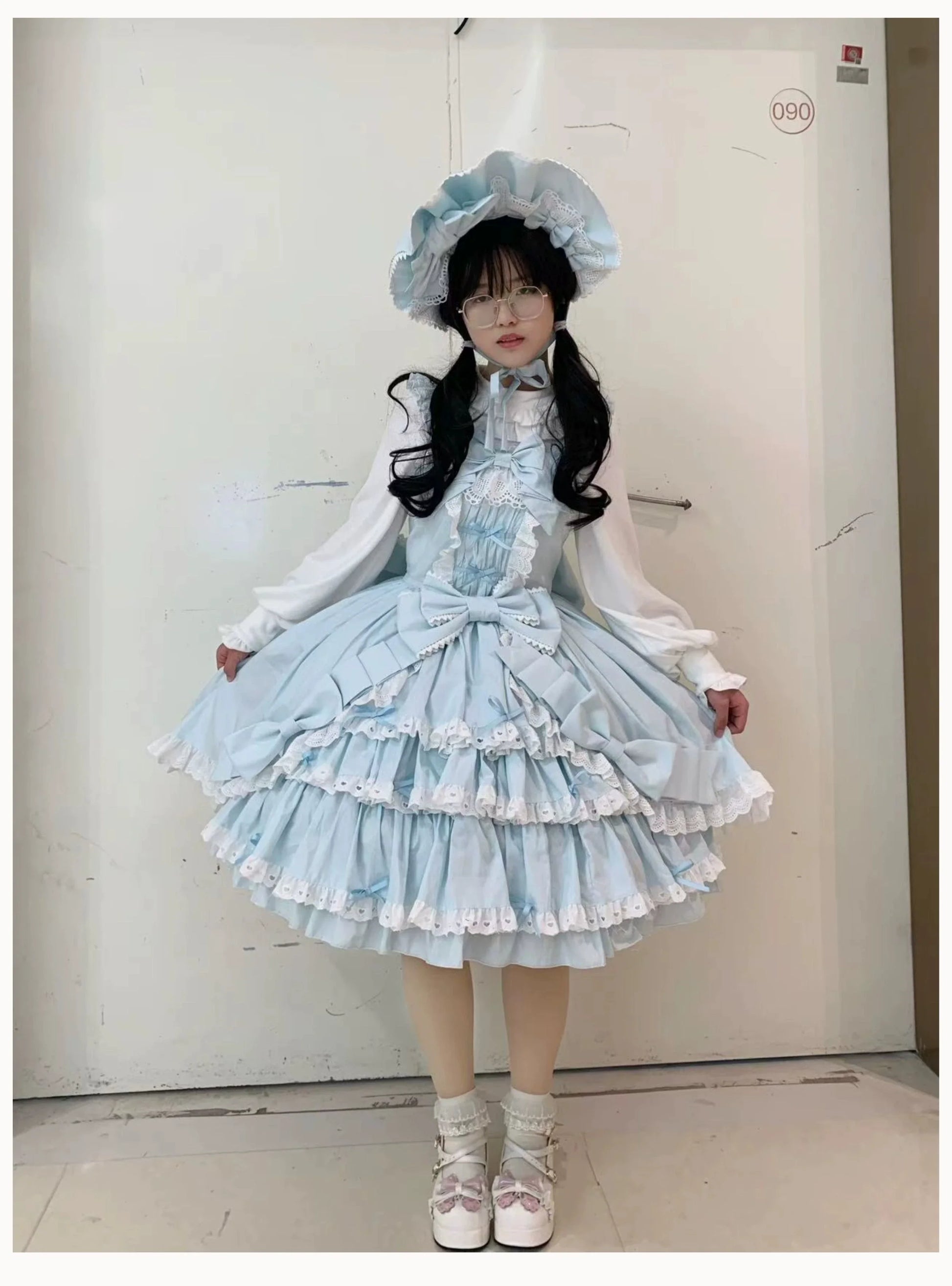 Chubby Cat Diary - Gryza - Plus Size Princess Lolita JSK, Cotton Tiered Ruffles