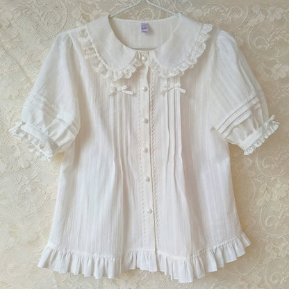 Youlan Lane - Cotton Sweet Lolita Blouse, Single / Fleece Lined Version