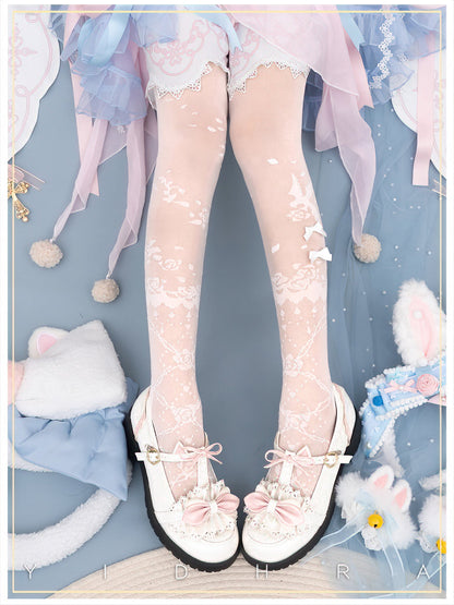 Yidhra - Nightingale and Rose - Elegant Lolita Stereo Flower Thin Tights