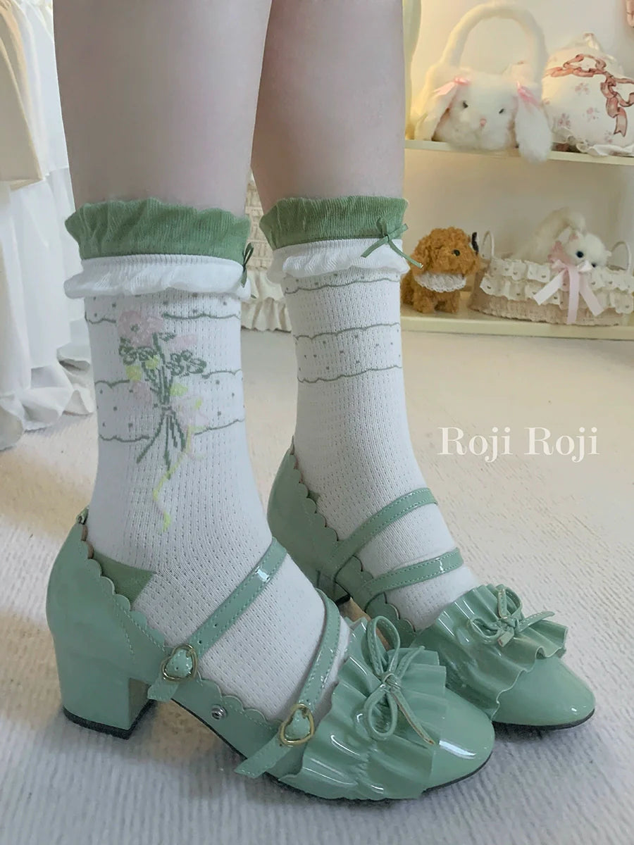 Roji Roji - Spring Floral - Sweet Cotton Lolita Ankle Socks