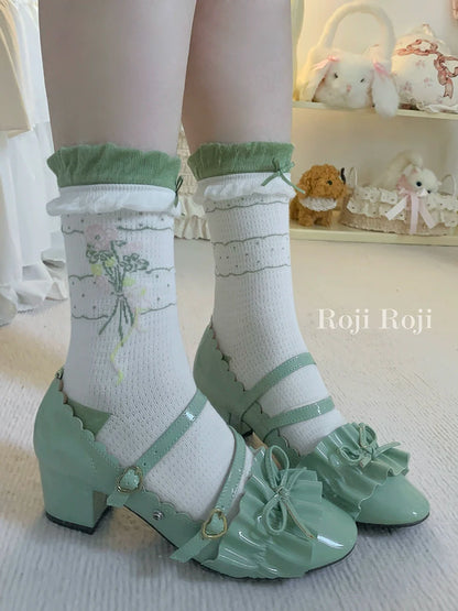 Roji Roji - Spring Floral - Sweet Cotton Lolita Ankle Socks