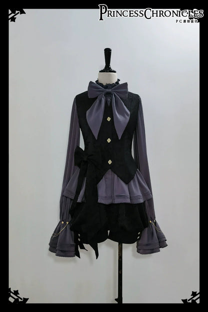 Princess Chronicles - Rabbit Hunt 2.0 - Ouji Lolita Retro Cool Purple Shirt & Shorts Set