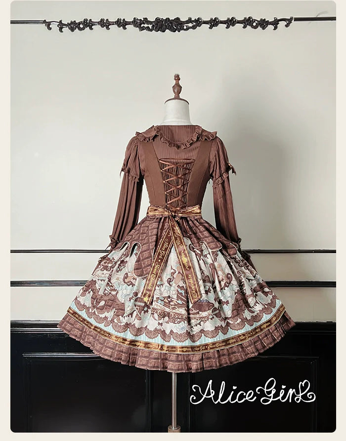 Alice Girl - Bear Chocolate Bar - Kawaii Lolita JSK & Salopette Dress