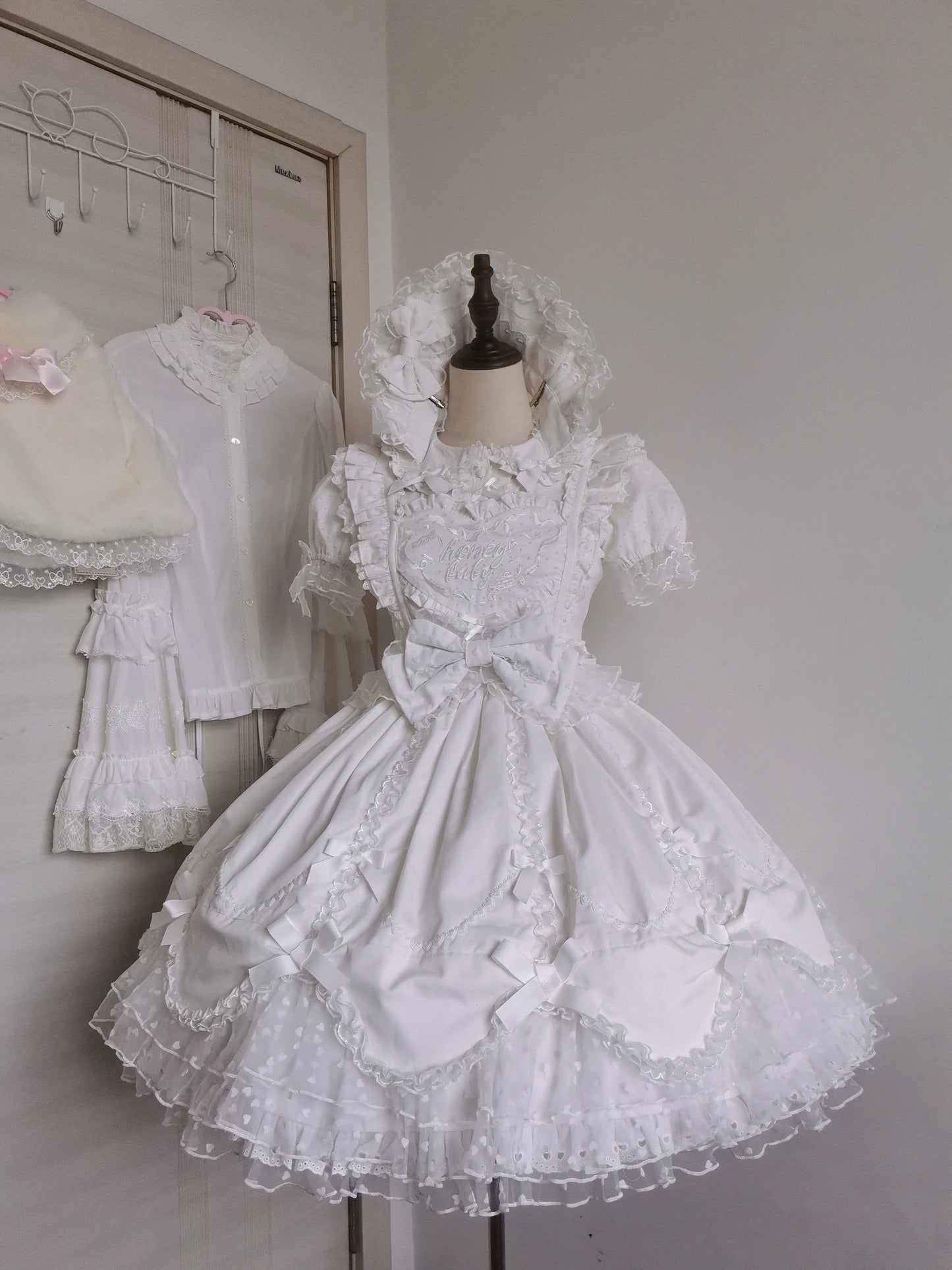 The Seventh Doll - Sweet Diary SP - Vintage Lolita Jumper Dress Petal-like Hem JSK Headdress Set