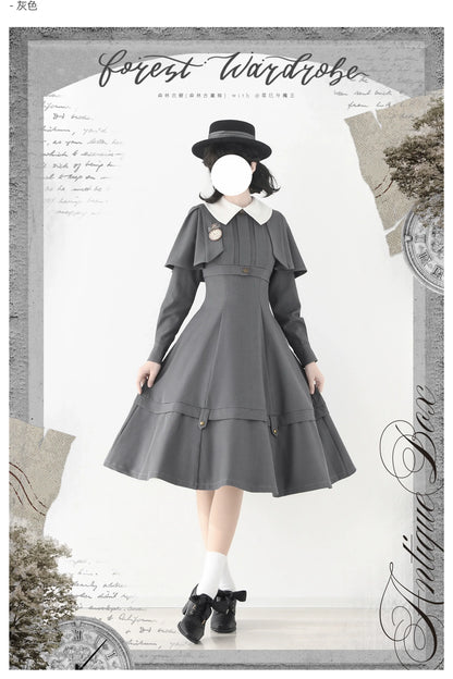Forest Wardrobe - Forest Antique Box - Classic Lolita OP Dress with Detachable Short Cape
