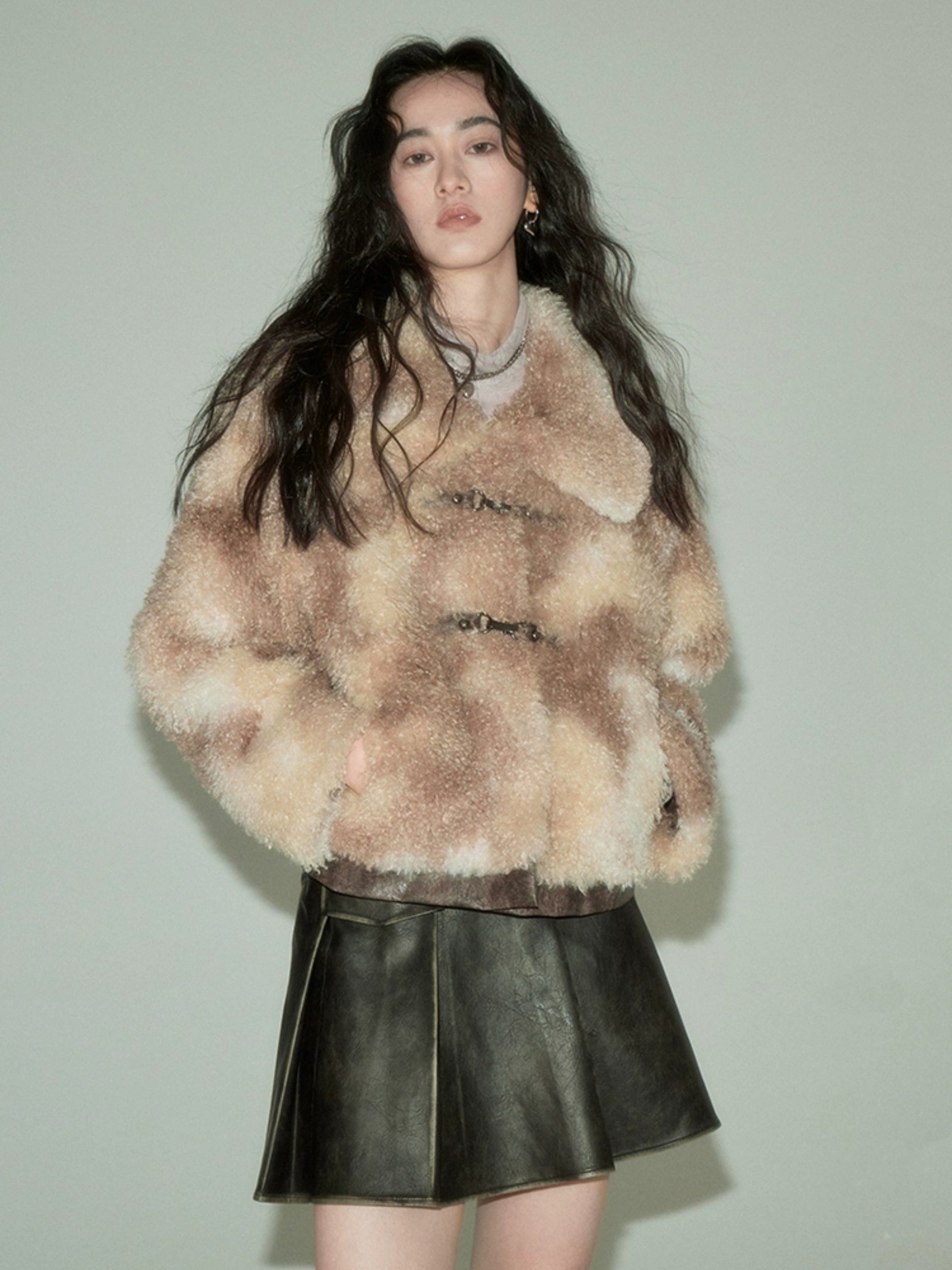 Marble Color Short Fur Jacket【s0000004245】