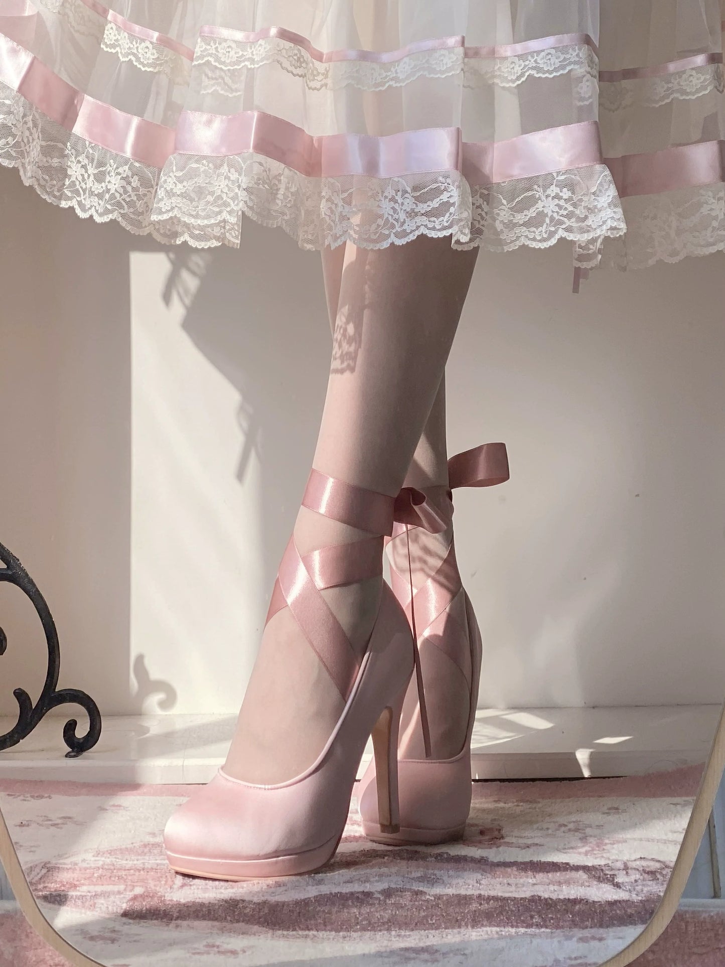 Pure Tea For Dream - Butterfly Specimen - Ballet Style Lolita Shoes Elegant Platform Lolita Heels