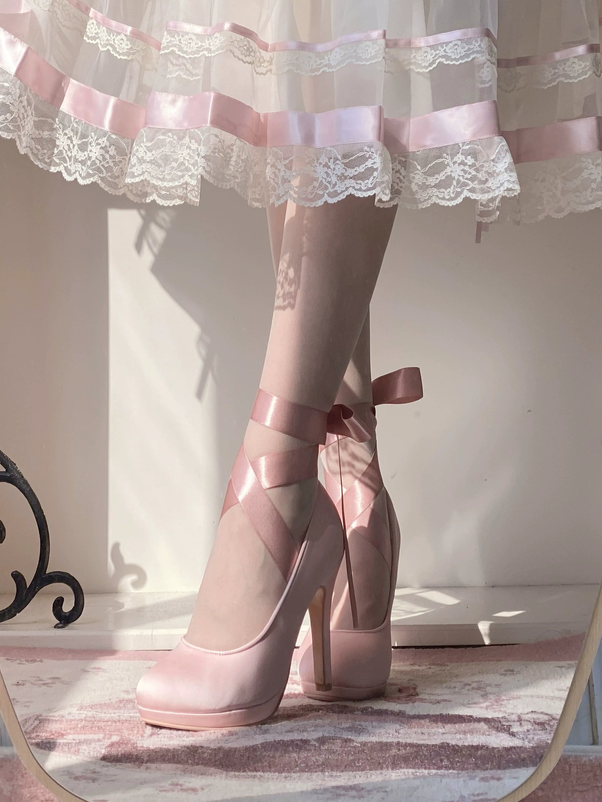 Pure Tea For Dream - Butterfly Specimen - Ballet Style Lolita Shoes Elegant Platform Lolita Heels
