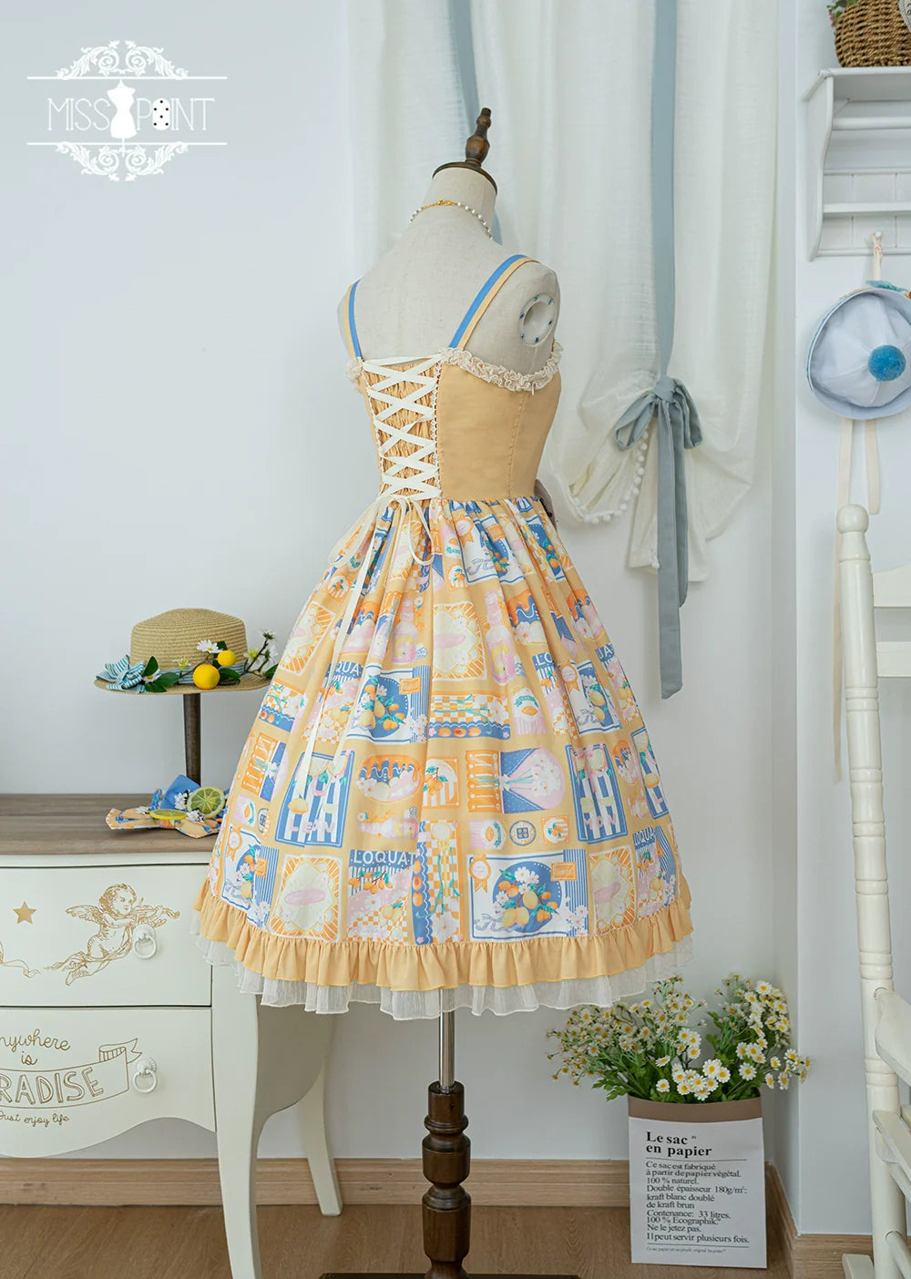 Miss Point - Daisy Lemon - Daily Lolita Lemon Print JSK Customized