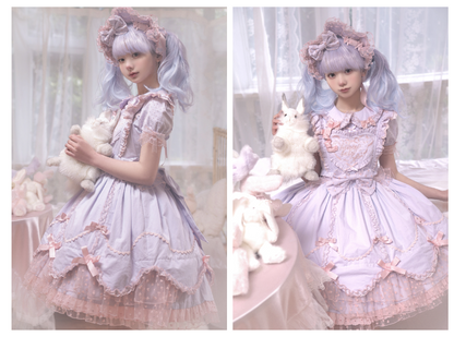 The Seventh Doll - Sweet Diary SP - Vintage Lolita Jumper Dress Petal-like Hem JSK Headdress Set
