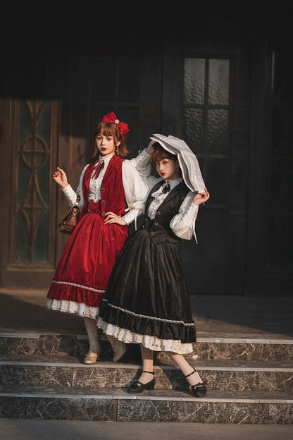 Miss Point - Rose Doll - Retro Lolita Vest Velvet Lolita Waistcoat