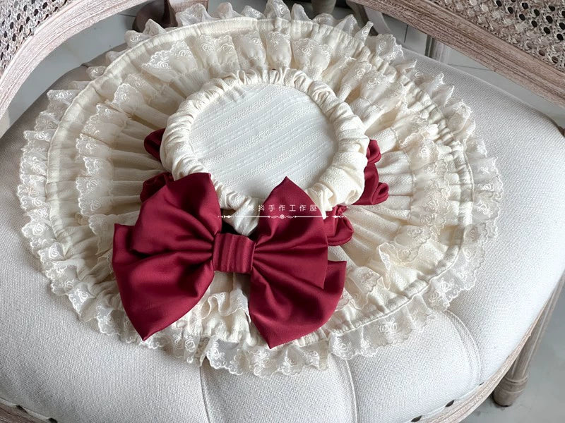 MAID - Vintage Lolita Hat Striped Lace Hat