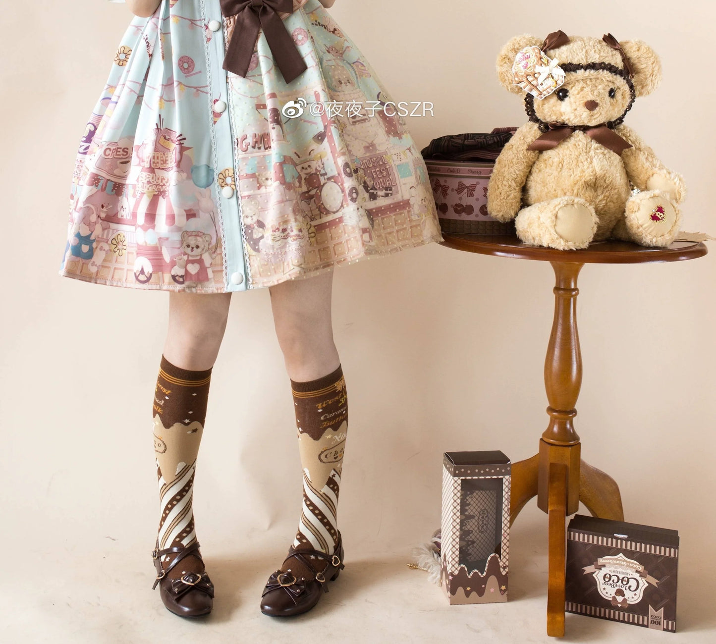 Yukines Box - Kawaii Lolita Chocolate Color Cotton Socks