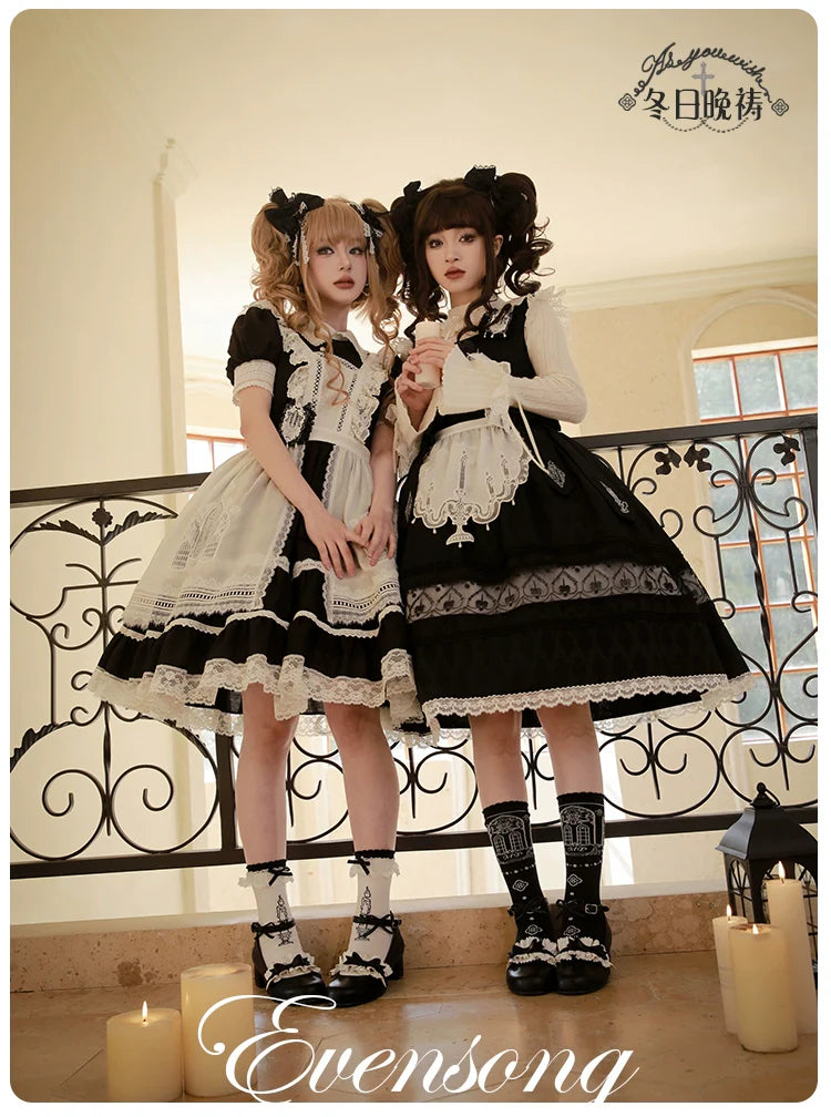 Mademoiselle Pearl - Winter Evening Prayer - Gothic Lolita Jumper Dress Embroidered Candlestick OP Dress