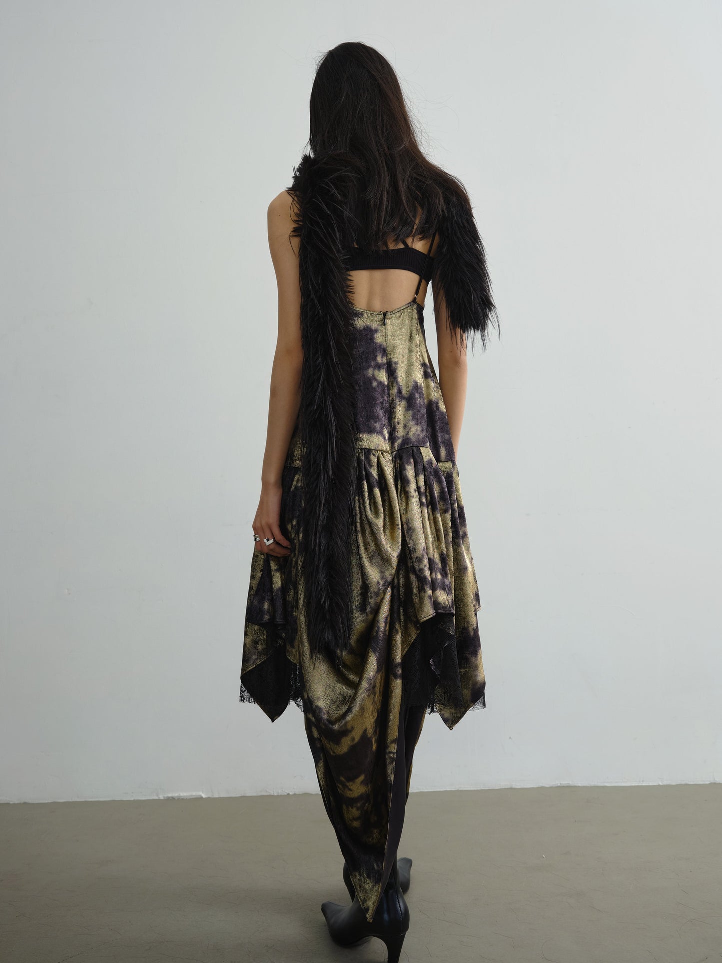 Draped Pleated Gilding Suspender Dress