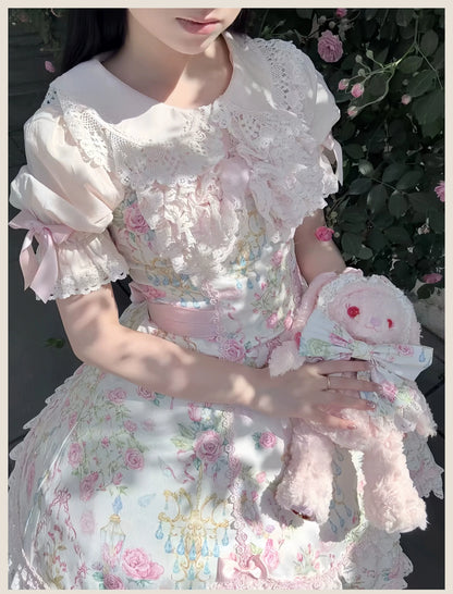 TaTaTa Lolita - Spring 2025 - Old School Lolita Jumper Dress, Floral Prints