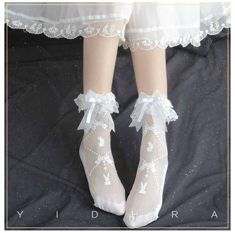 Yidhra - Bear Gummy and Milk Candy Bunny - Sweet Lolita Short Socks Lovely Socks
