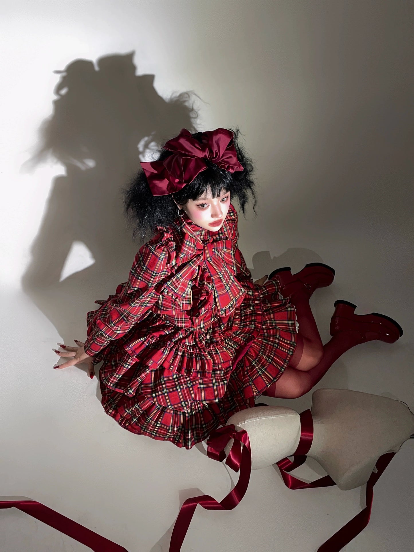 CATCOCOON - Humanoid Gift Box - Christmas Plaid Lolita Blouse & SK