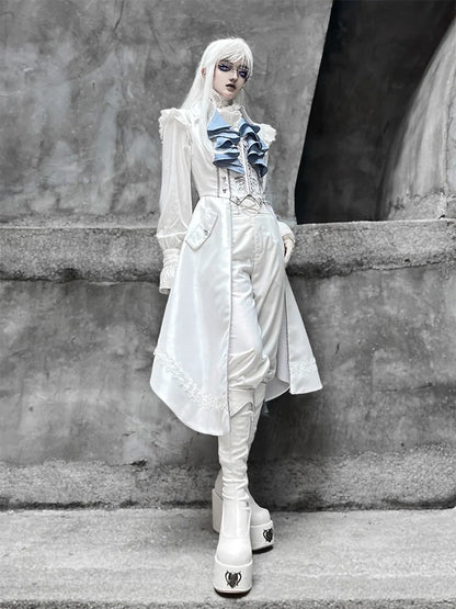 Forest Fluorescent Carps - Crumbling Skeleton - Ouji Lolita Fishbone Embroideried Vest, Prince Pants Suits
