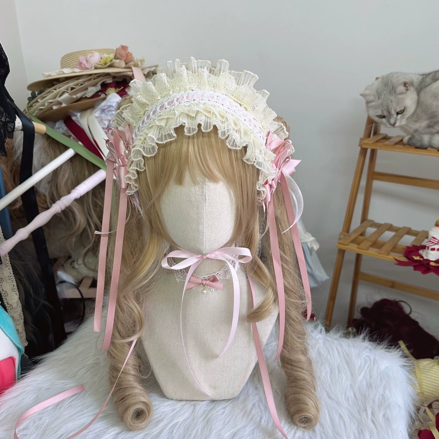Chestnut Lolita - Sweet Lolita Headdress, Bow and Lace Decoration