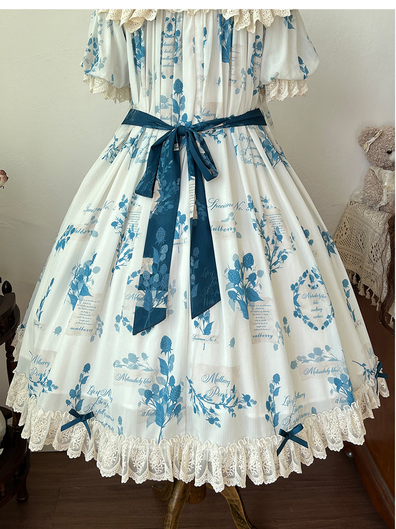 NanShengGe - Mulberry Poem - Country Lolita Printed Dress with Cardigan Set