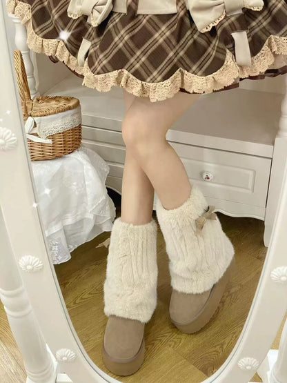 Pure Tea For Dream - Winter Love Song - Winter Lolita Mid-Calf Boots Plush Snow Boots Thick Sole