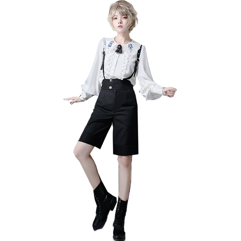 CastleToo - Corroding the Heart - Ouji Lolita Shirt Suspenders Shorts
