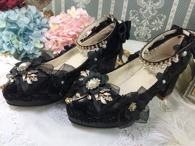 One Night - Wedding Lolita Floral Pointed Toe Heels