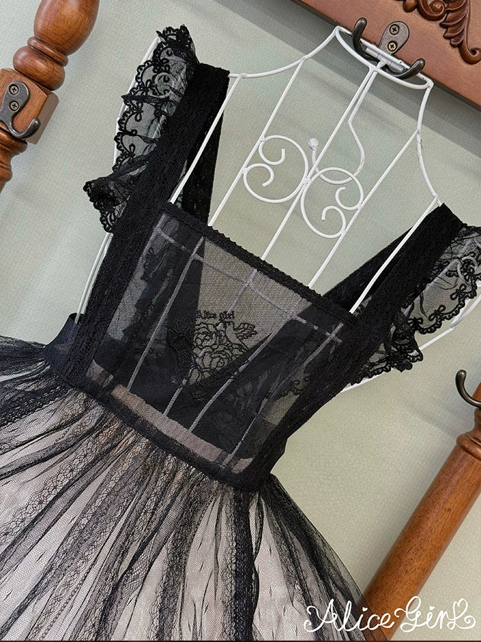 Alice Girl - Elegant Lolita Embroidered Apron with Adjustable Strap
