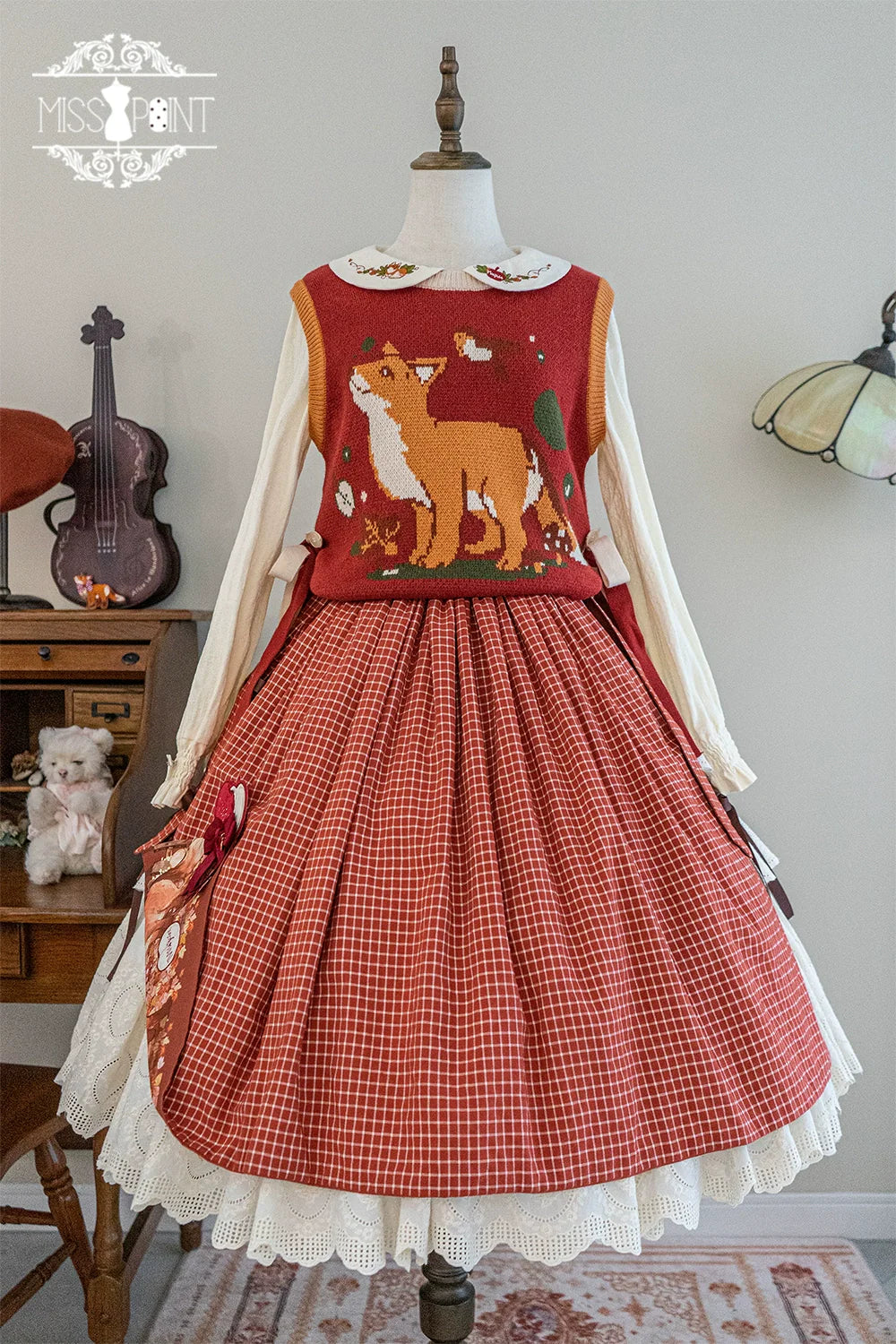 Miss Point - Chubby Fox in the Forest - Kawaii Lolita Vest Customized Lolita Sweater