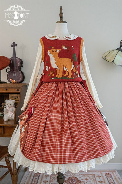 Miss Point - Chubby Fox in the Forest - Kawaii Lolita Vest Customized Lolita Sweater