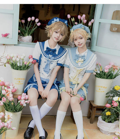 Forest Fluorescent Carps - Small Animal Team - Ouji Lolita Suit Male Lolita Shirt Shorts