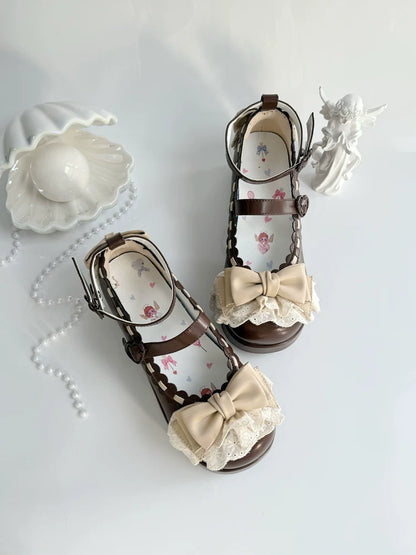 Jiujiu Lolita - Milky Puff - Sweet Lolita Heels Shoes, Round Toe With Petite Wedge