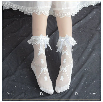 Yidhra - Bear Gummy and Milk Candy Bunny - Sweet Lolita Short Socks Lovely Socks