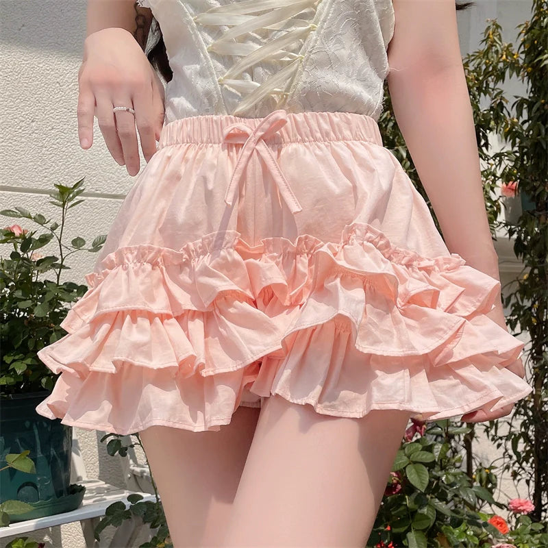 Sugar Girl - Daily Lolita Bloomers Anti-Exposure Pink Ruffle Safety Shorts