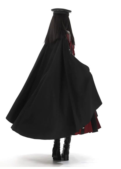 CHUNLV LOLITA - Crimson Knight - Military Lolita Dress Outfit Red OP Black Cloak Waistband